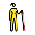 woman with white cane: facing right