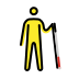 person with white cane: facing right