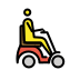 person in motorized wheelchair: facing right